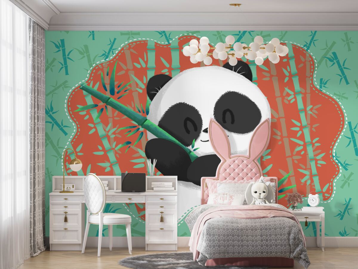 Fototapeta Panda przytula bambus