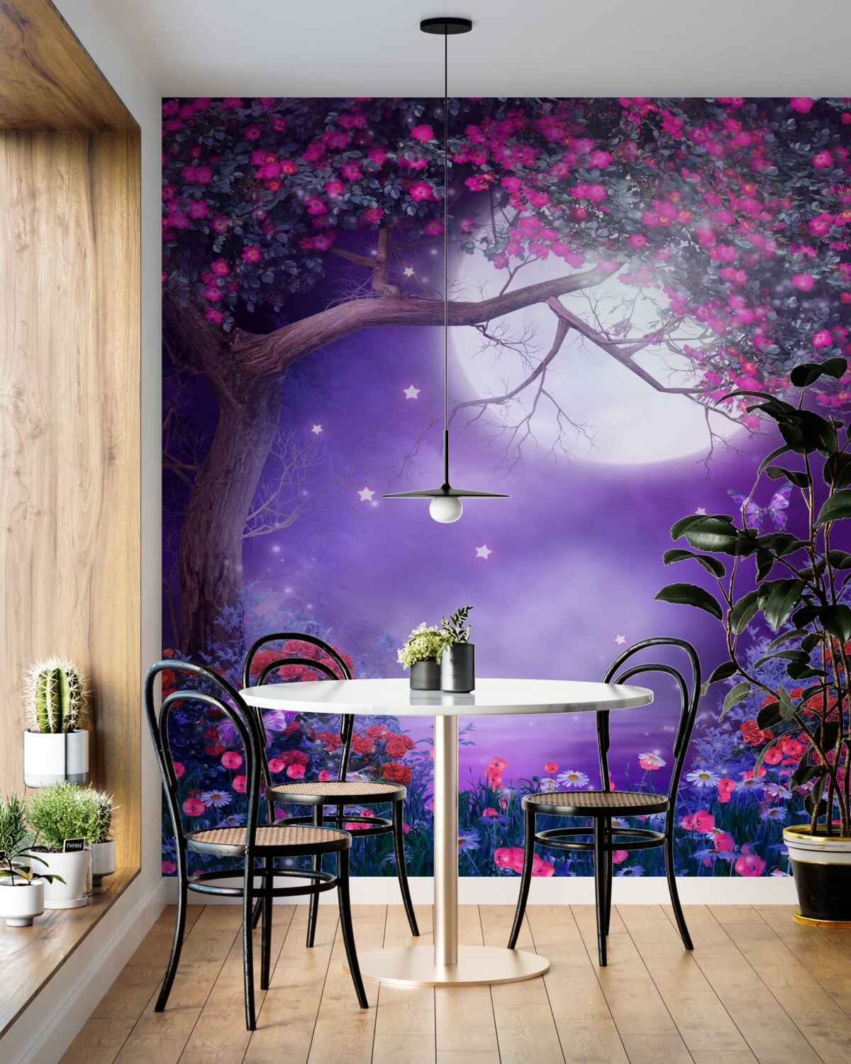 Fototapeta Księżyc w pełni i kwitnące drzewo