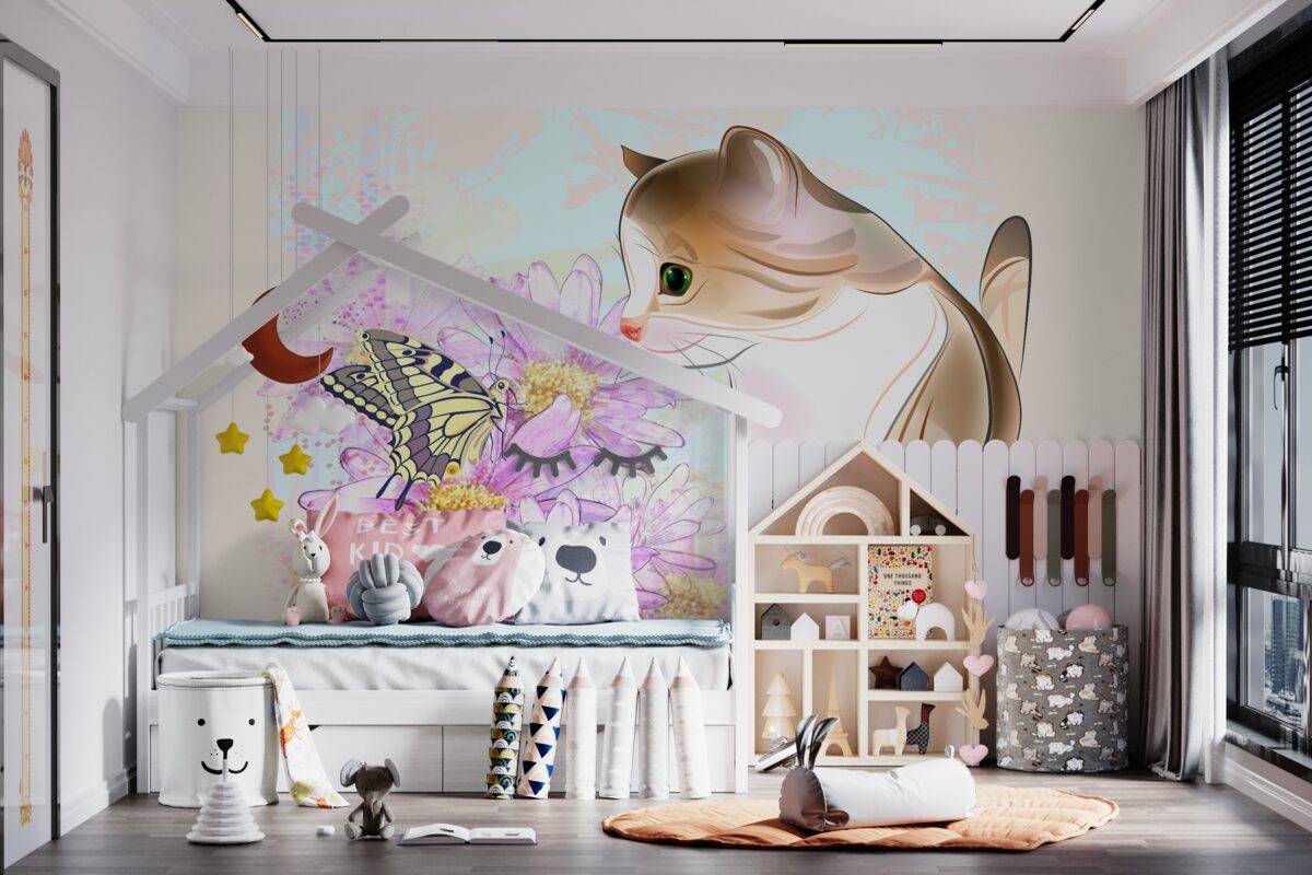 Fototapeta Kot patrzy na motyla