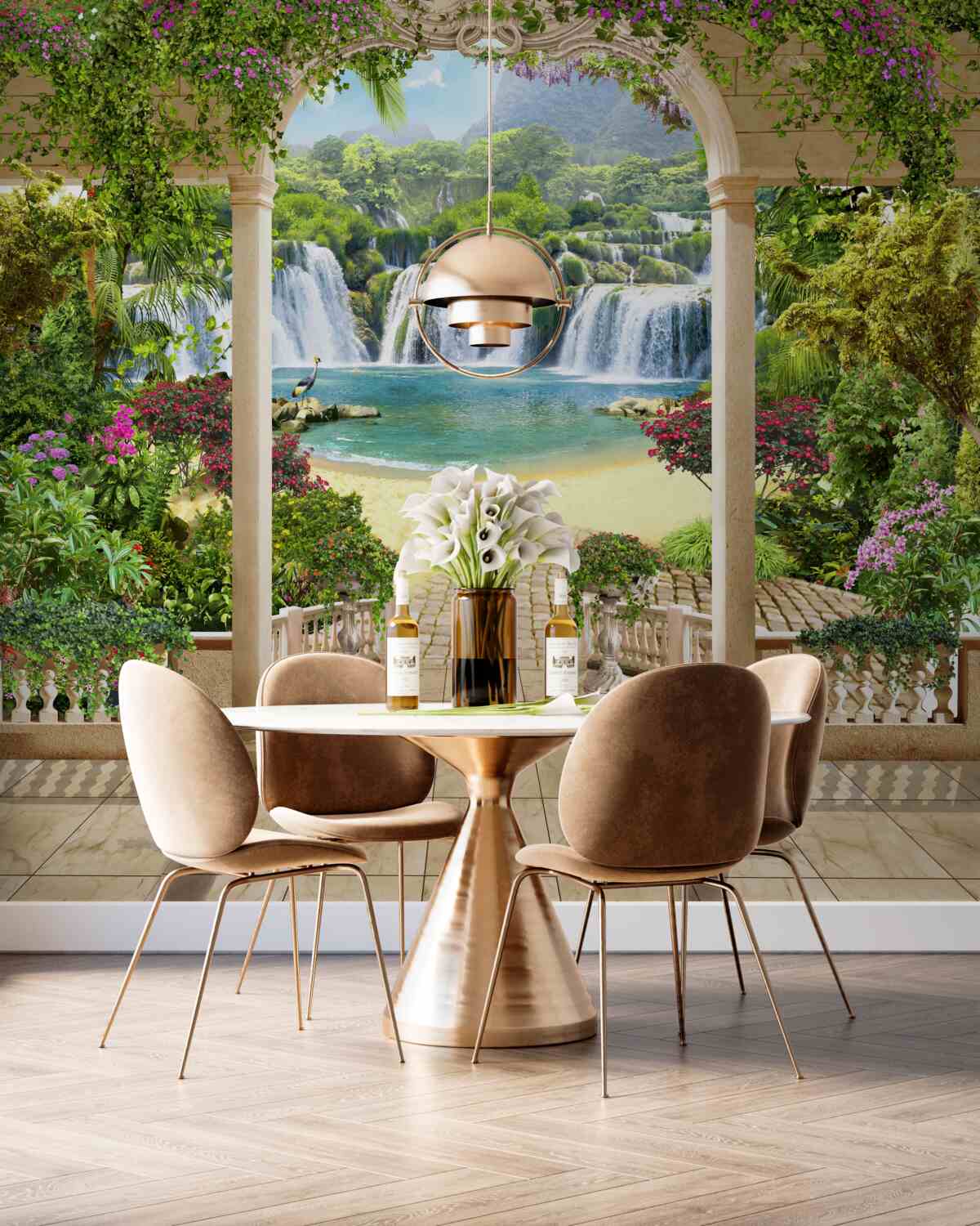 Fototapeta widok na wodospad z łuku