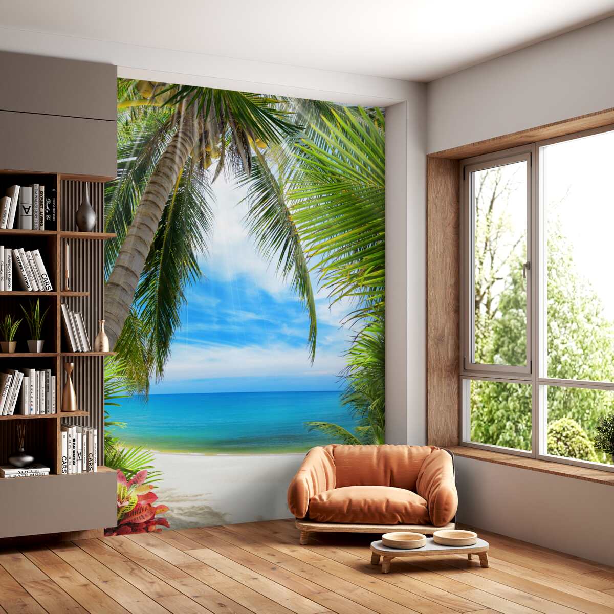 Fototapeta wyjście przez palmy do oceanu