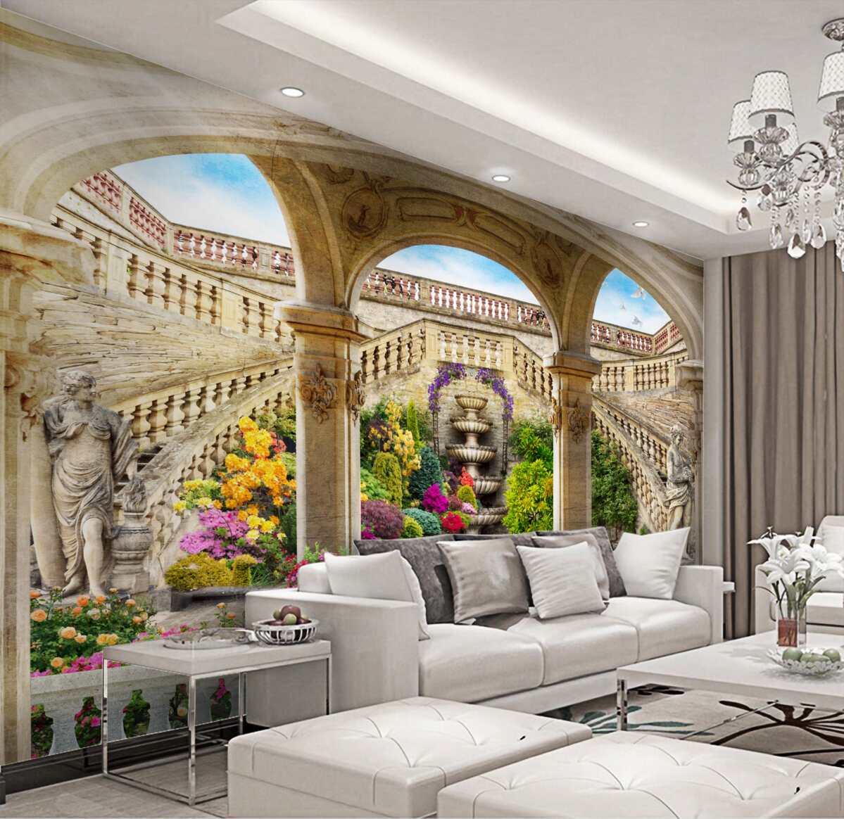 Fototapeta piękna fontanna z posągami