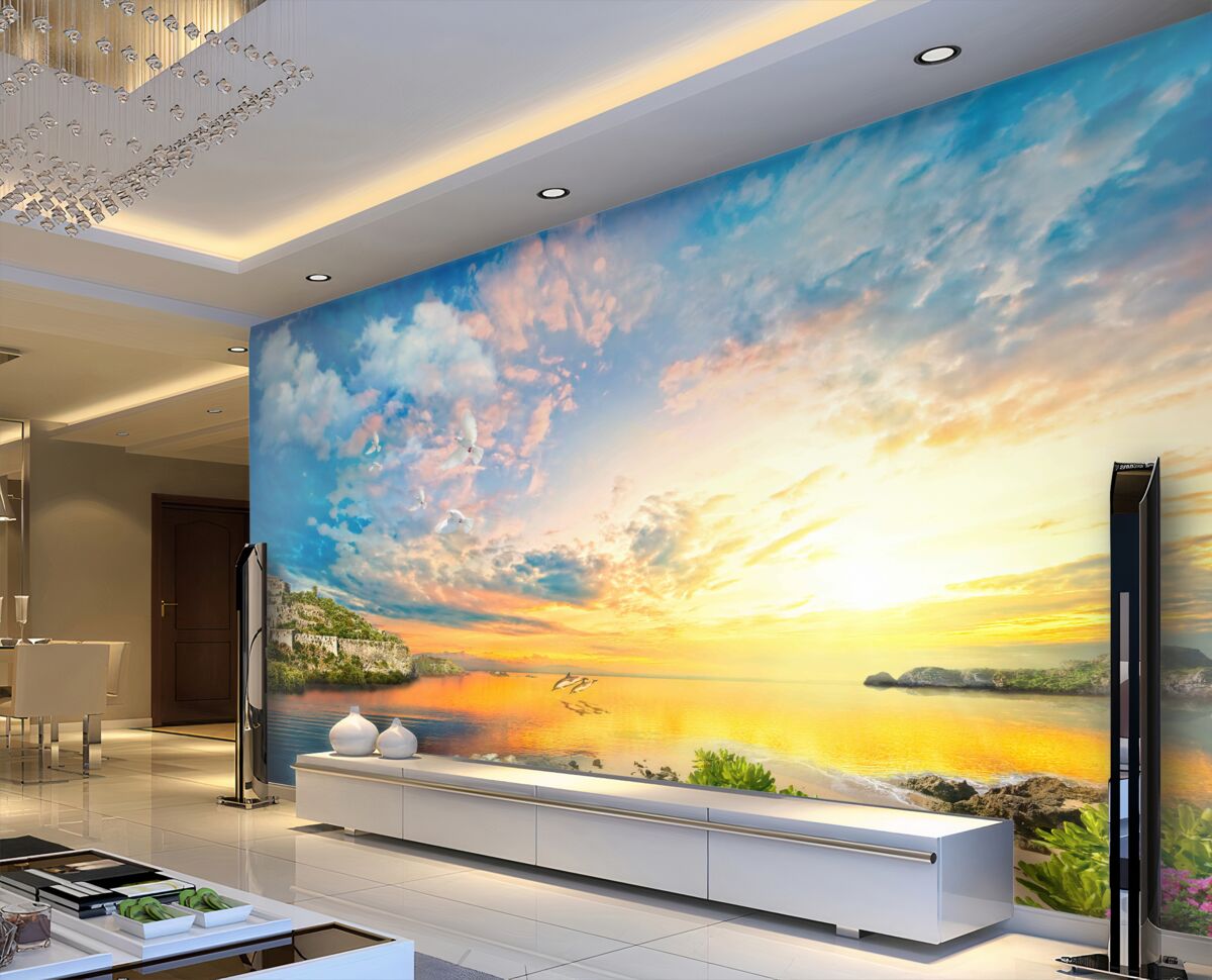 Fototapeta delfiny wyskakują z wody