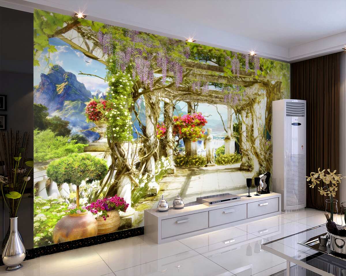 Fototapeta ukwiecony grecki taras