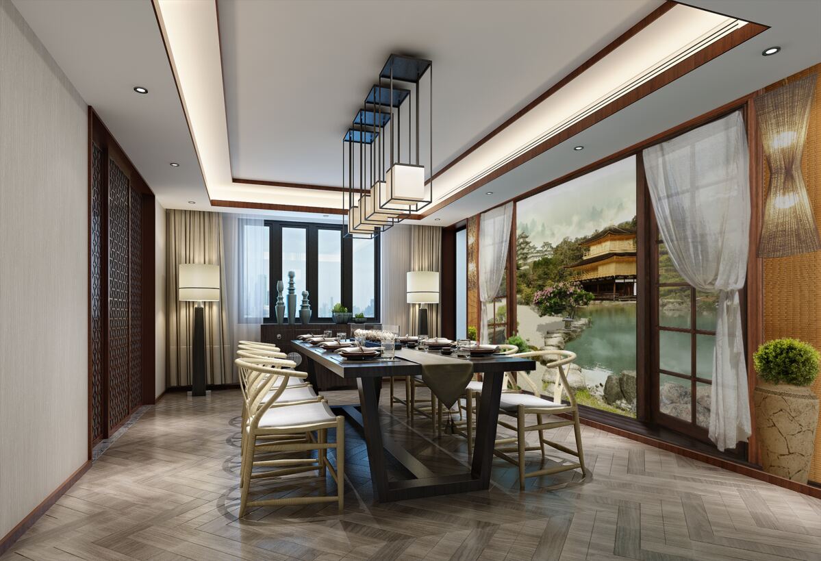 Fototapeta widok z domu w stylu orientalnym