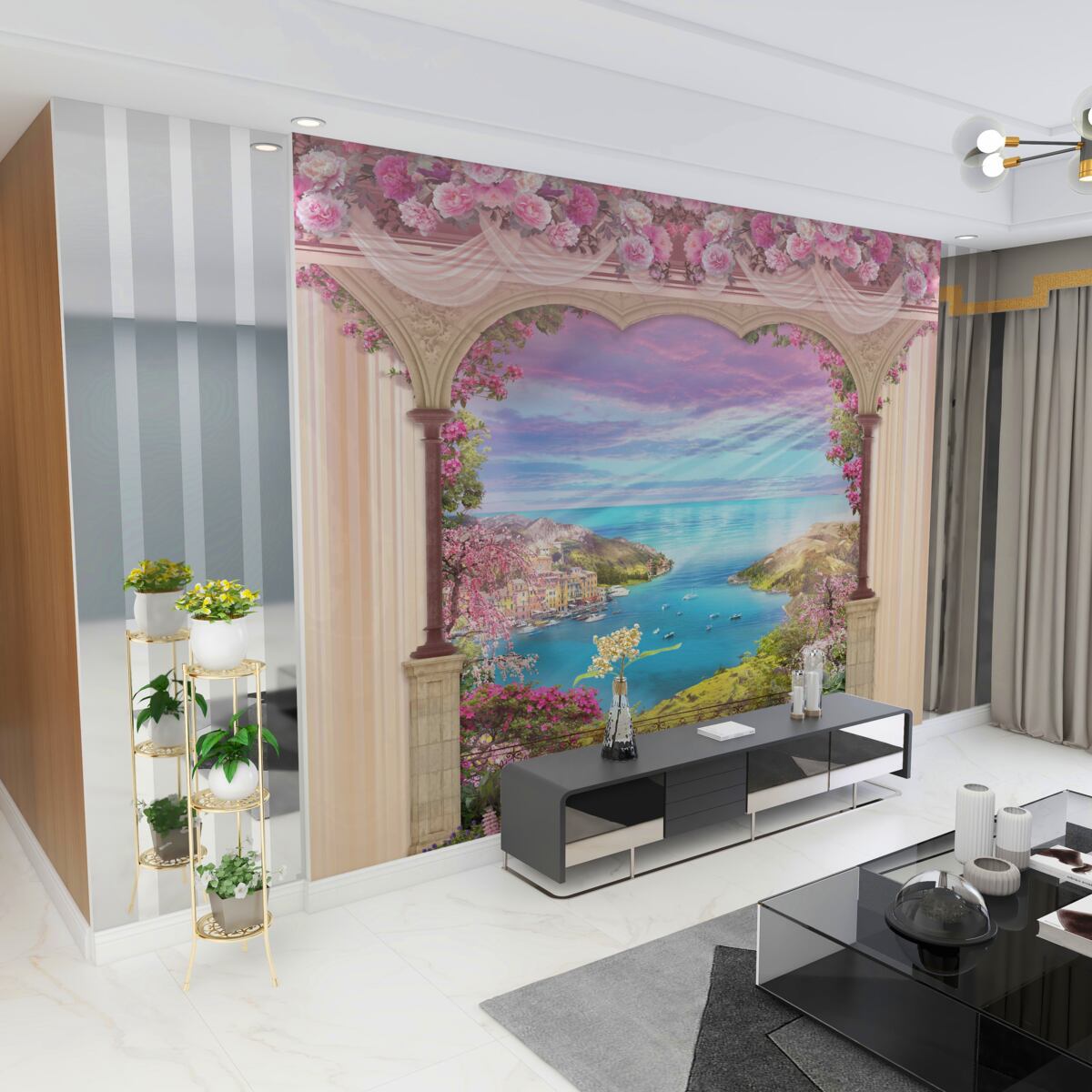 Fototapeta wiosna z różowymi kwiatami