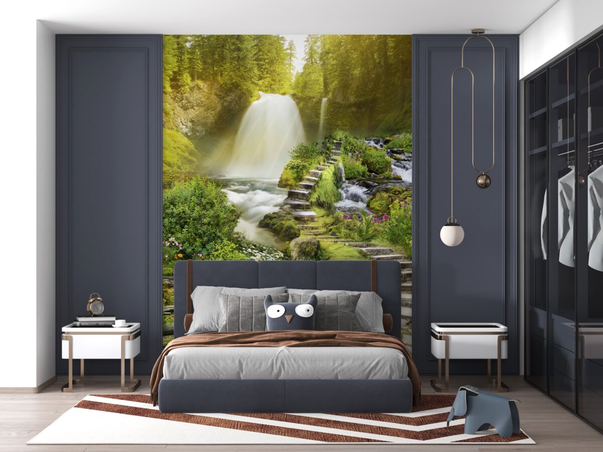 Fototapeta ścieżka do wodospadu w zieleni