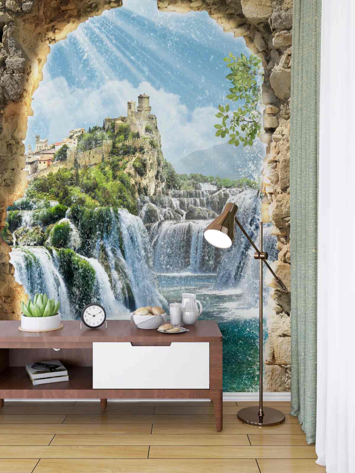 Fototapeta widok na duże wodospady