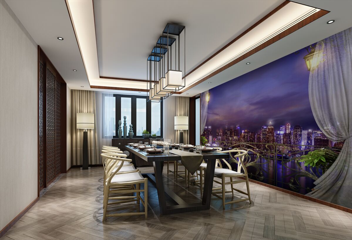 Fototapeta widok z balkonu na miasto nocą