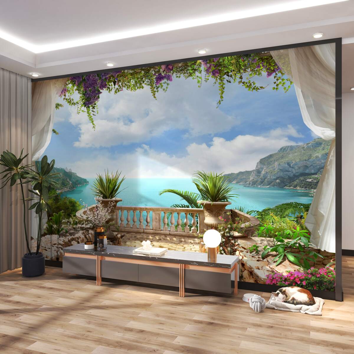 Fototapeta wygodny balkon z zielenią