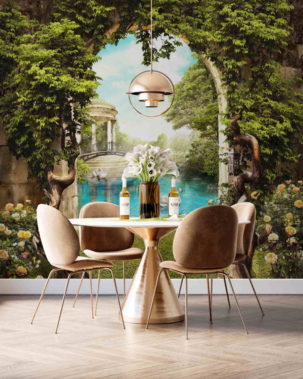 Fototapeta staw z białymi łabędziami