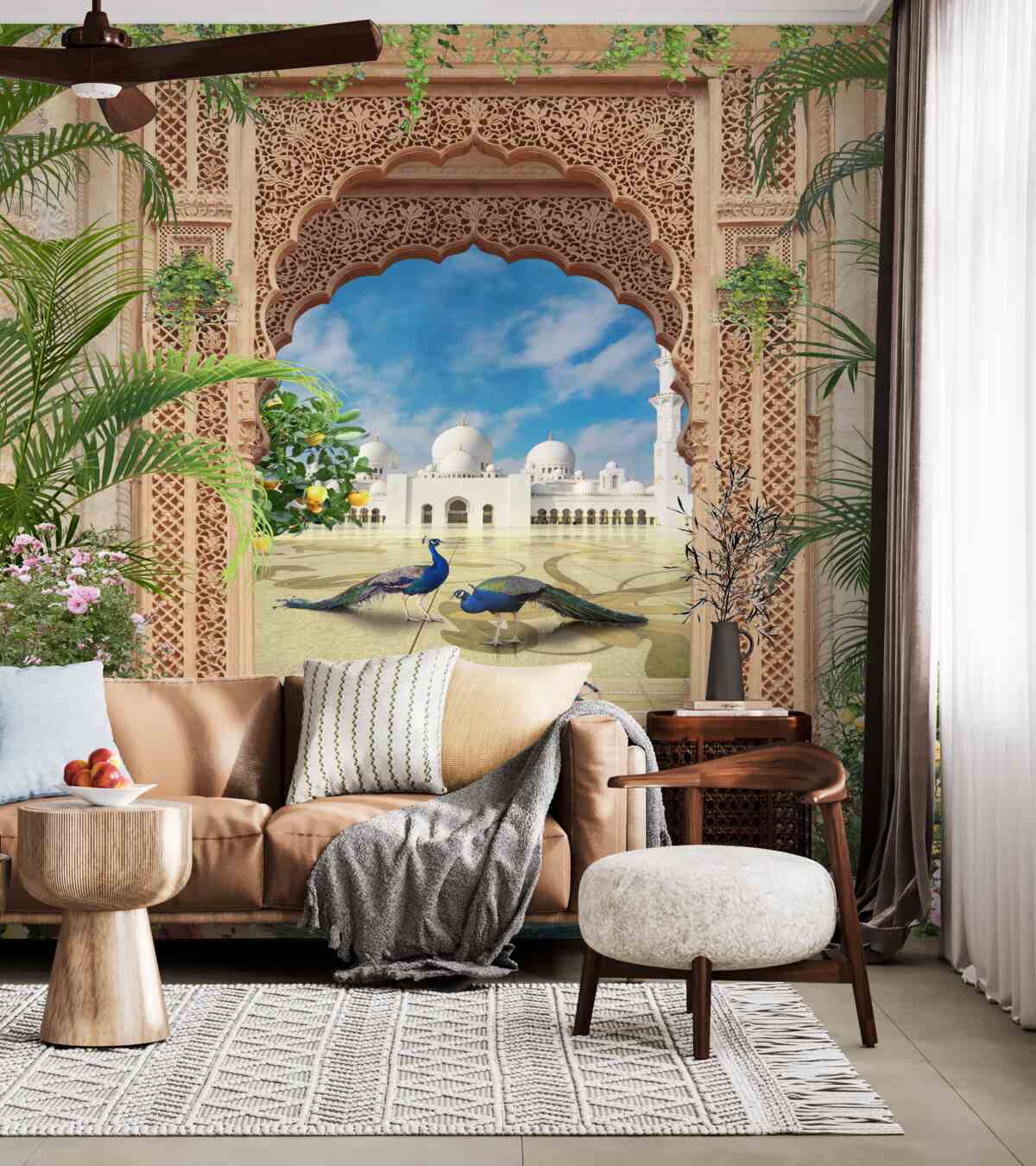 Fototapeta pawie przy fontannie