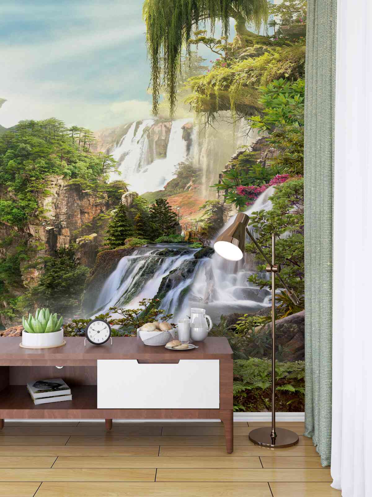 Fototapeta wodospady w zieleni