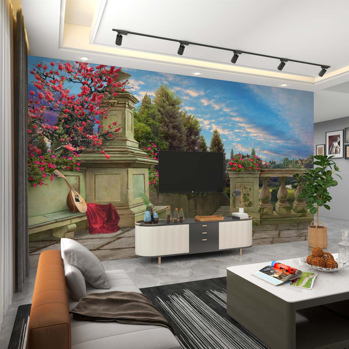 Fototapeta porzucony instrument muzyczny i czerwona tkanina