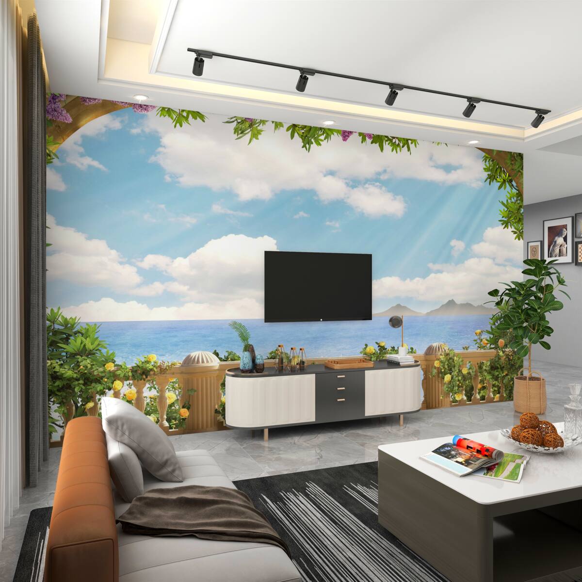 Fototapeta widok na morze i pochmurne niebo