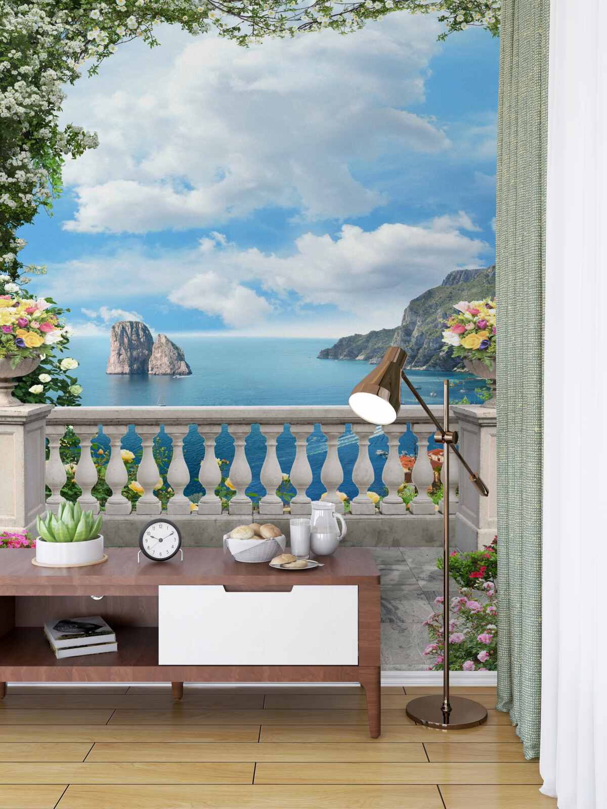 Fototapeta widok z pięknego balkonu na morze i klify