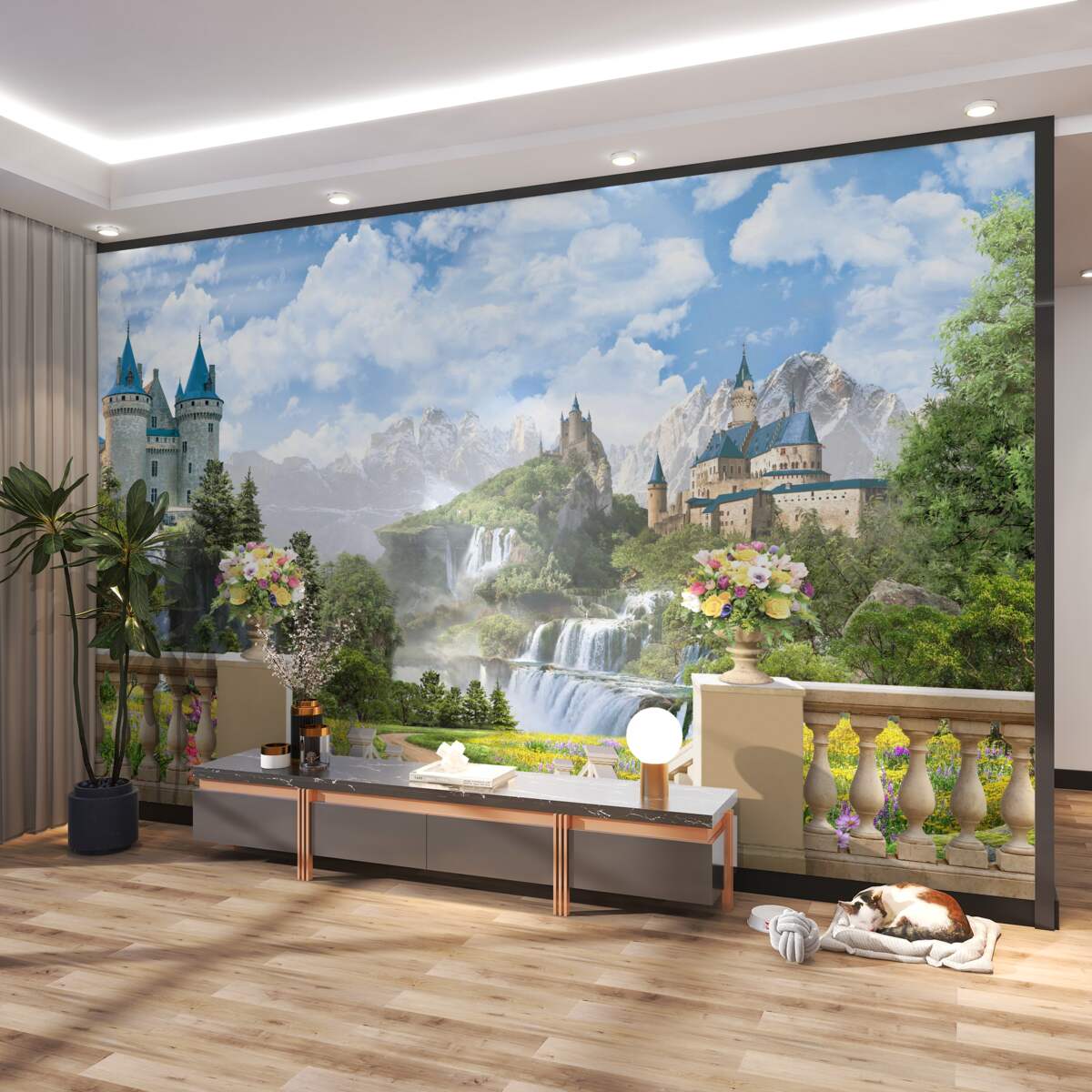 Fototapeta wodospady i zamki