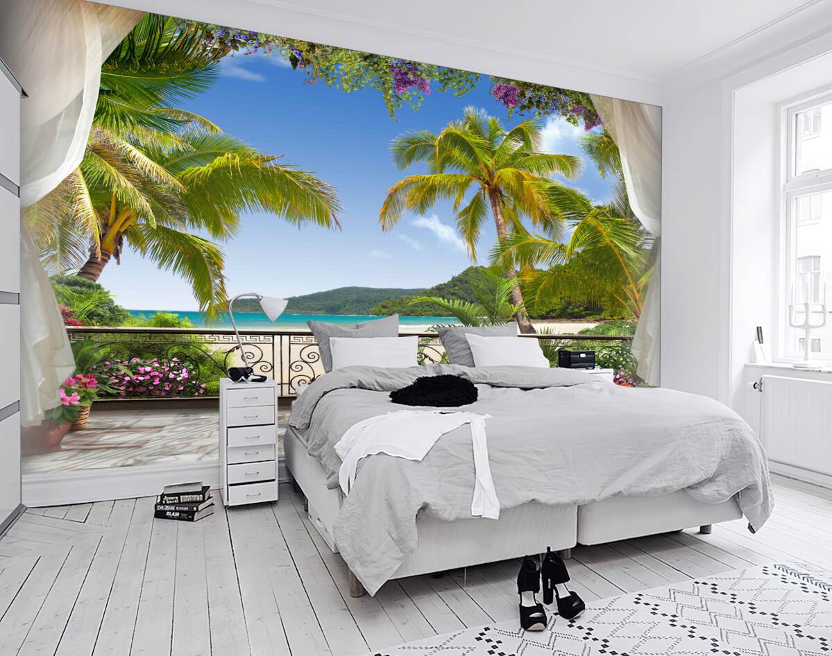 Fototapeta widok na palmy na plaży