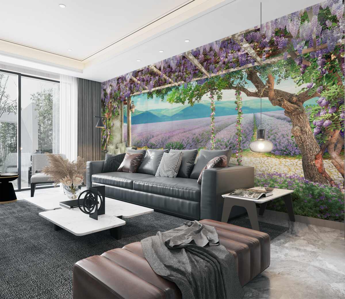 Fototapeta huśtać się na polu lawendy