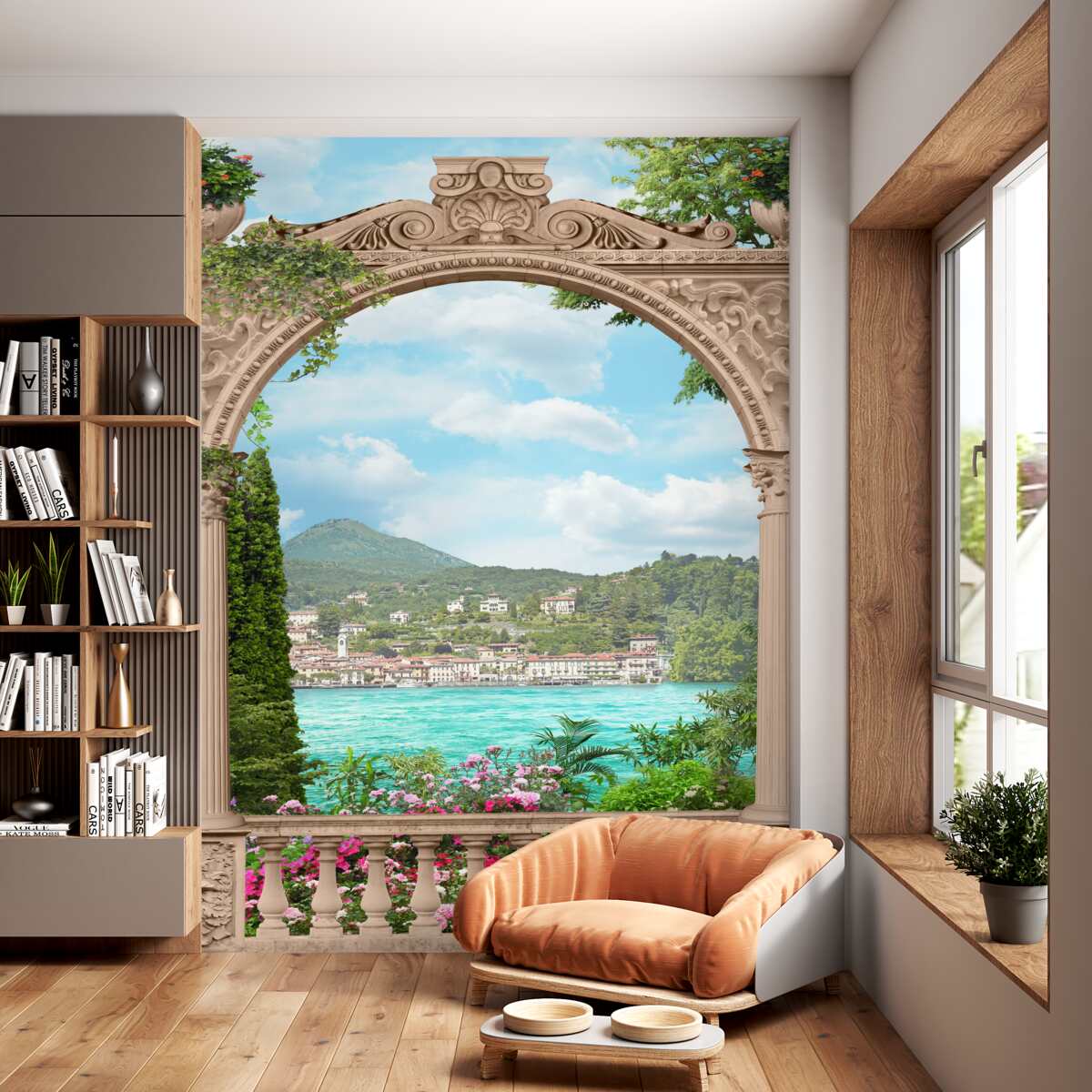 Fototapeta łukowaty balkon i piękny widok