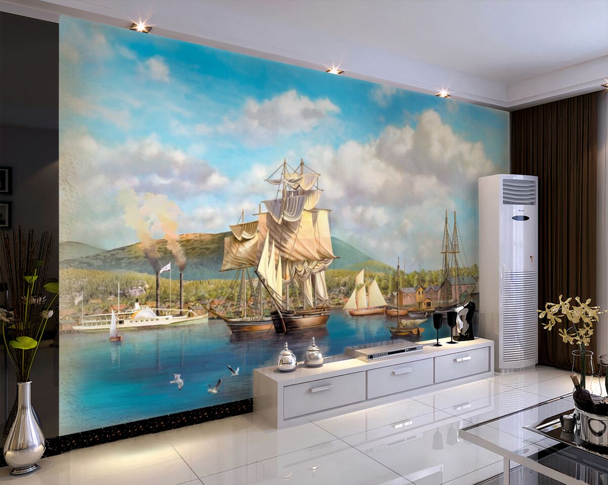 Fototapeta zacumowane żaglówki różnej wielkości