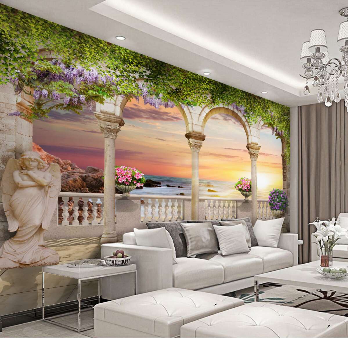 Fototapeta ganek z kwiatami