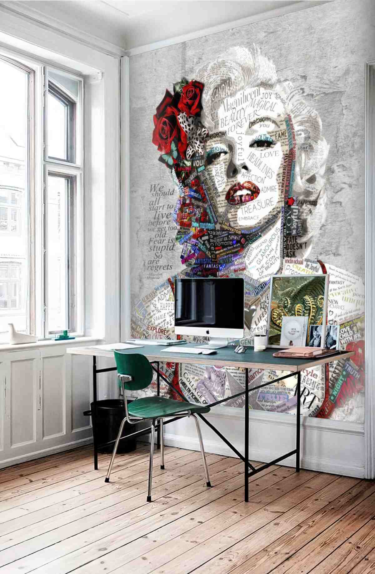 Fototapeta Marilyn Monroe z czerwonymi różami we włosach