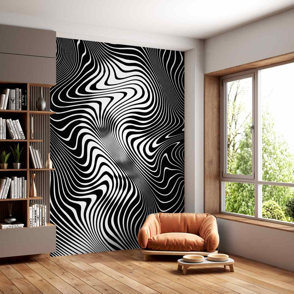 Fototapeta portret dziewczyny pod abstrakcyjnymi liniami