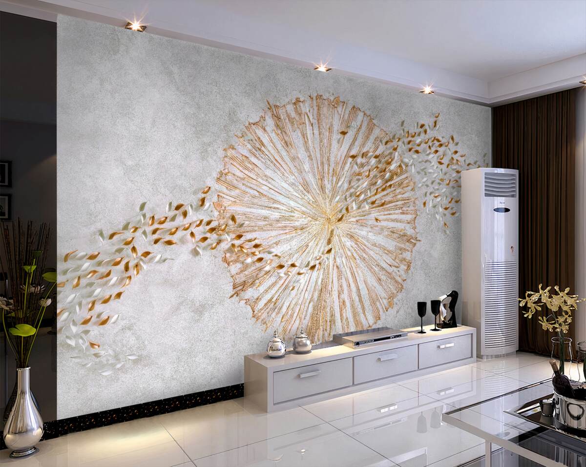 Fototapeta złoty krąg i latające płatki