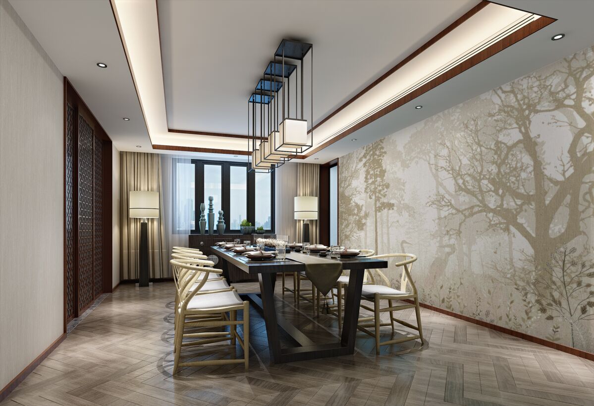 Fototapeta ptaki wśród cienkich drzew