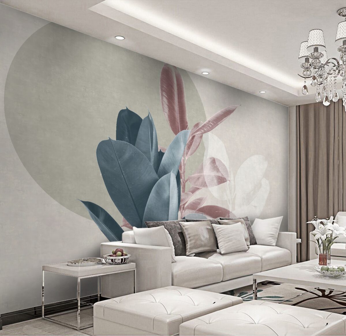 Fototapeta kwiat figowca na szarej ścianie