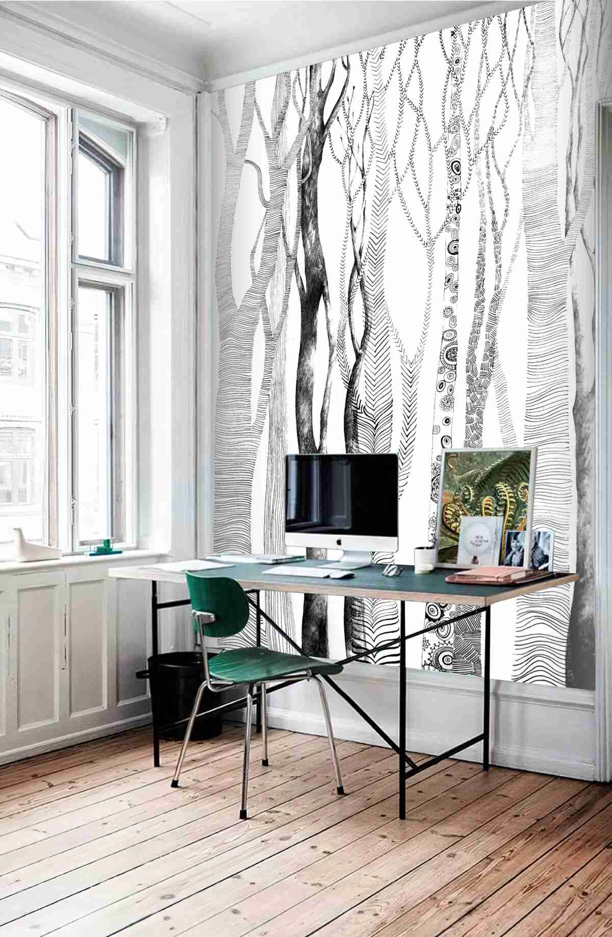 Fototapeta wzór lasu brzozowego