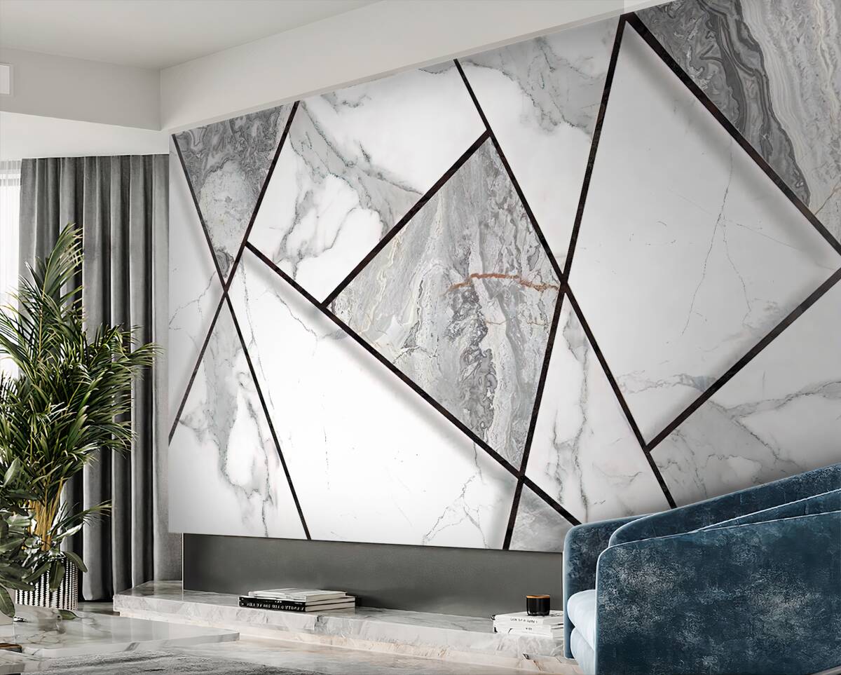 Fototapeta płytki z czarnego i białego marmuru