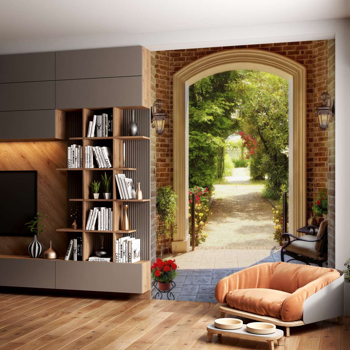 Fototapeta ławka w pobliżu łuku