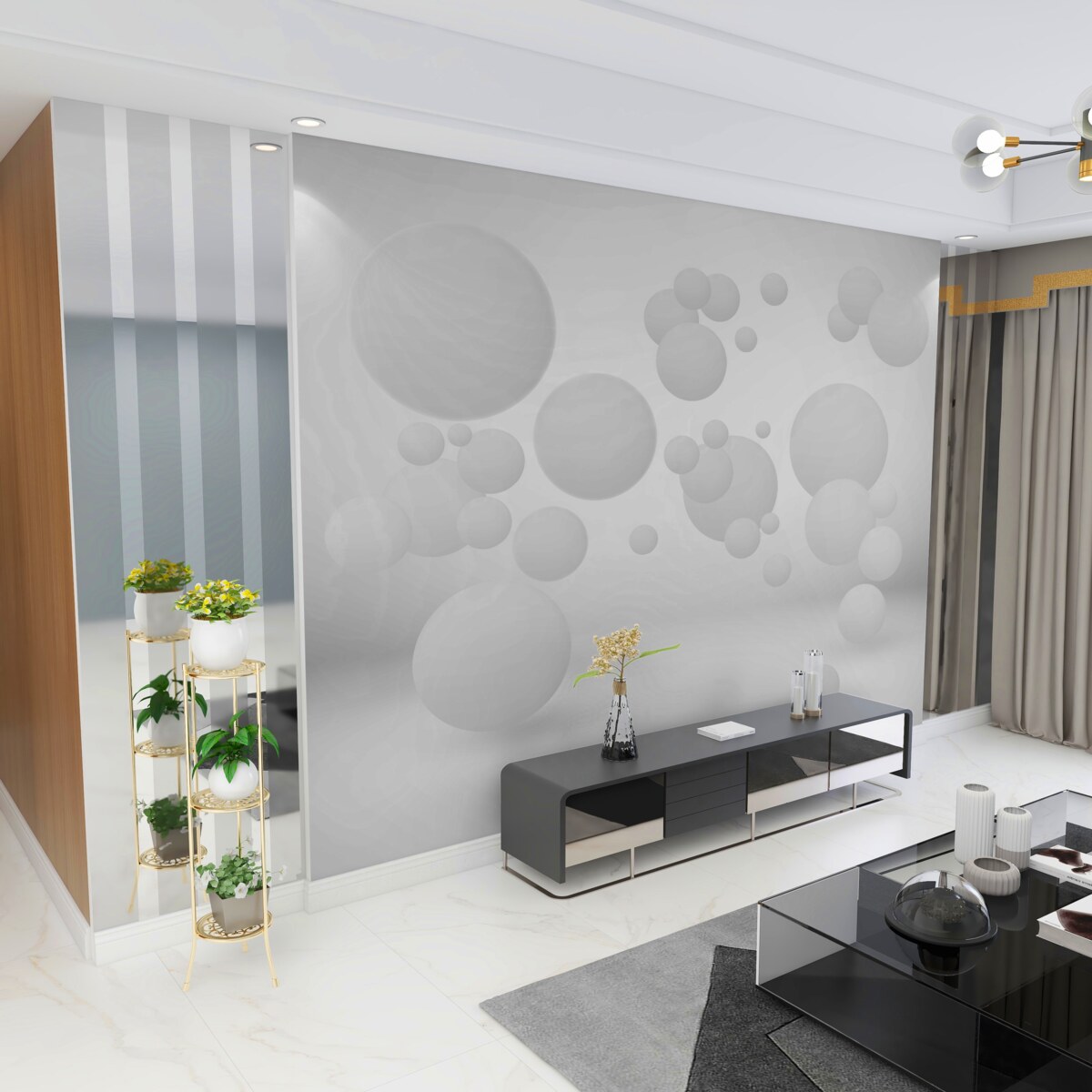 Fototapeta duże i małe białe kółka