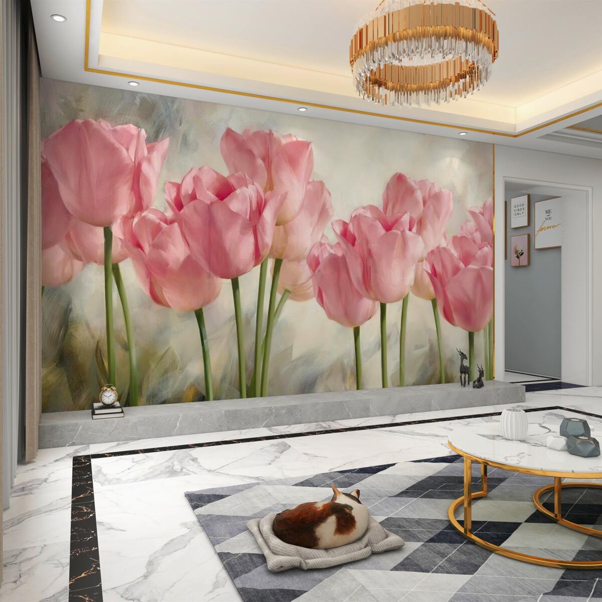 Fototapeta różowe tulipany otwierające się