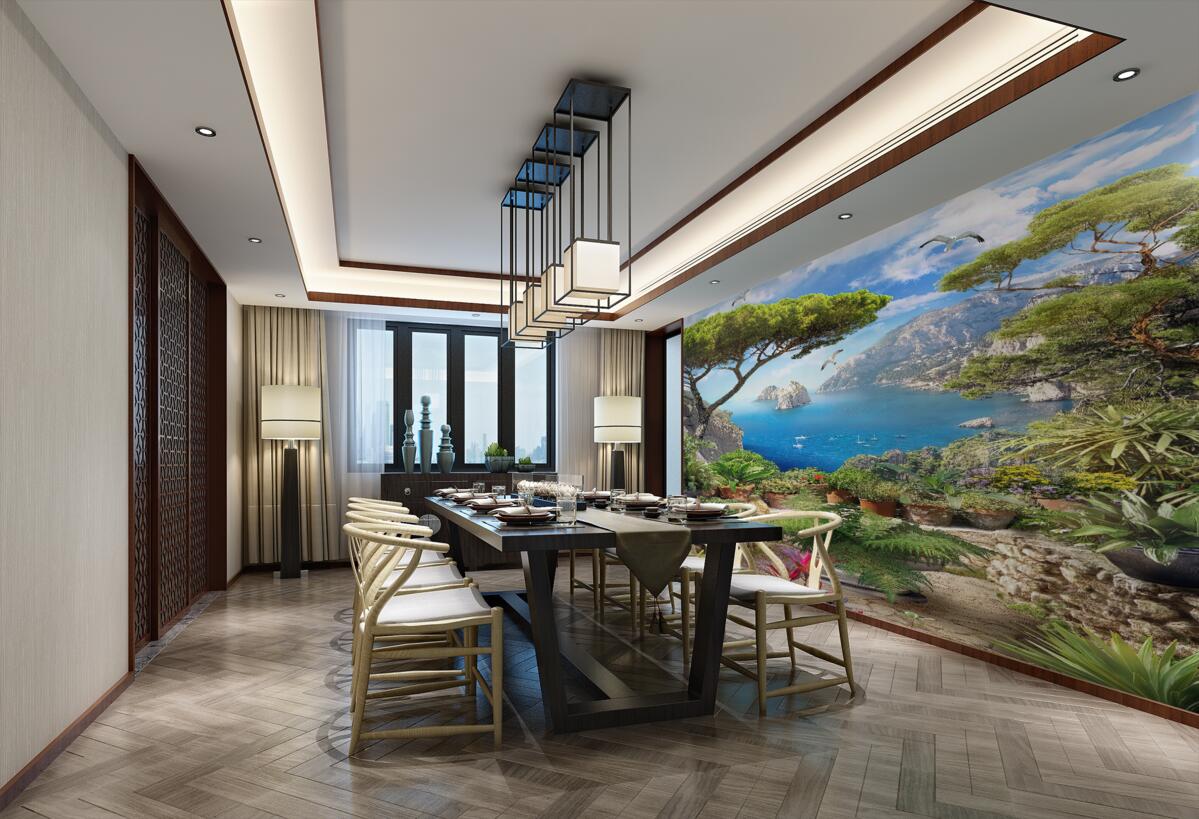 Fototapeta kwiecista łąka z widokiem na morze i miasto