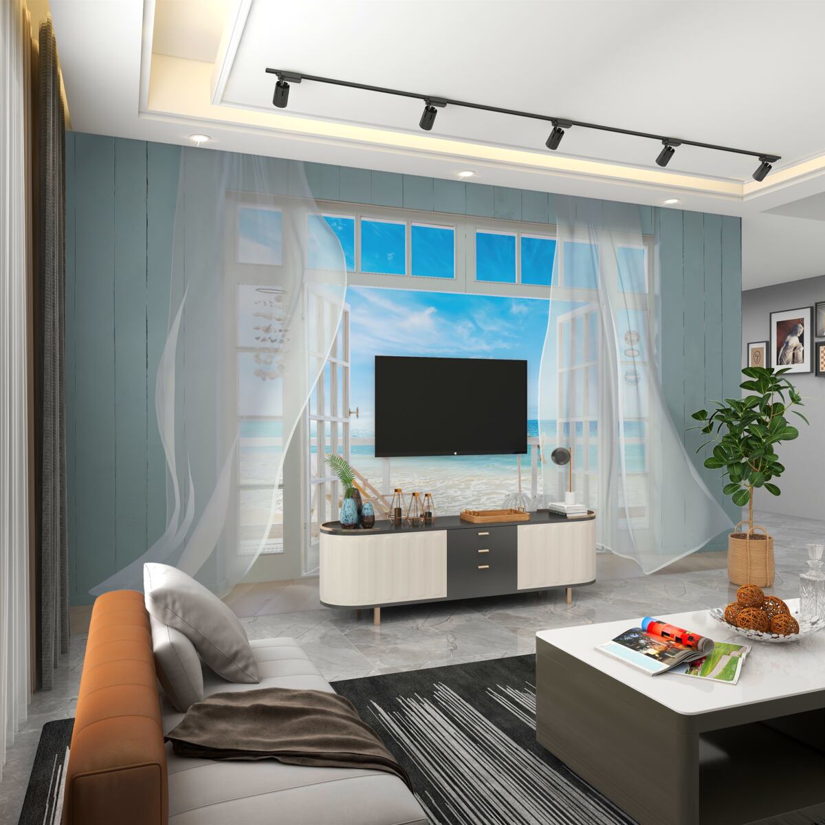 Fototapeta latające zasłony z otwartego okna