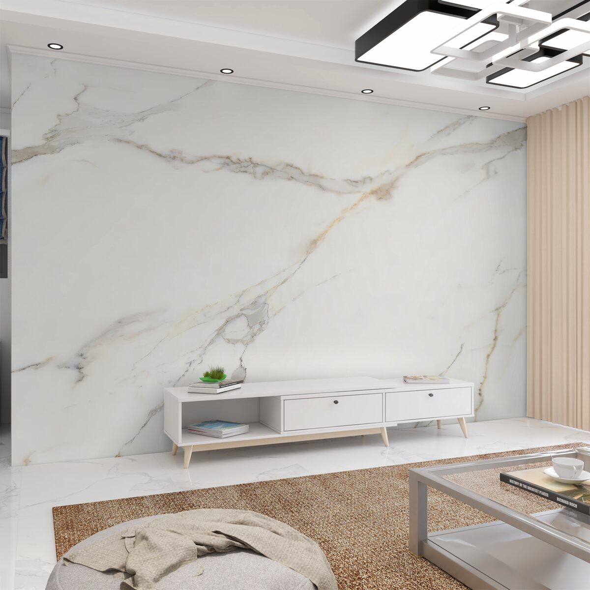 Fototapeta biały marmur w paski