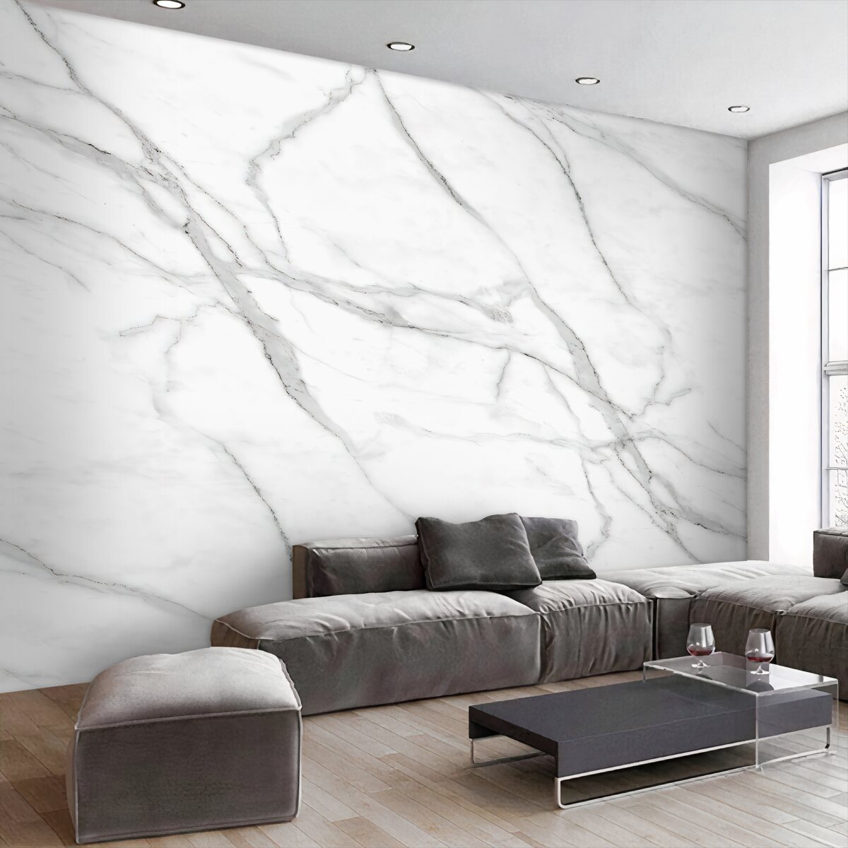 Fototapeta biała ściana z szarymi liniami