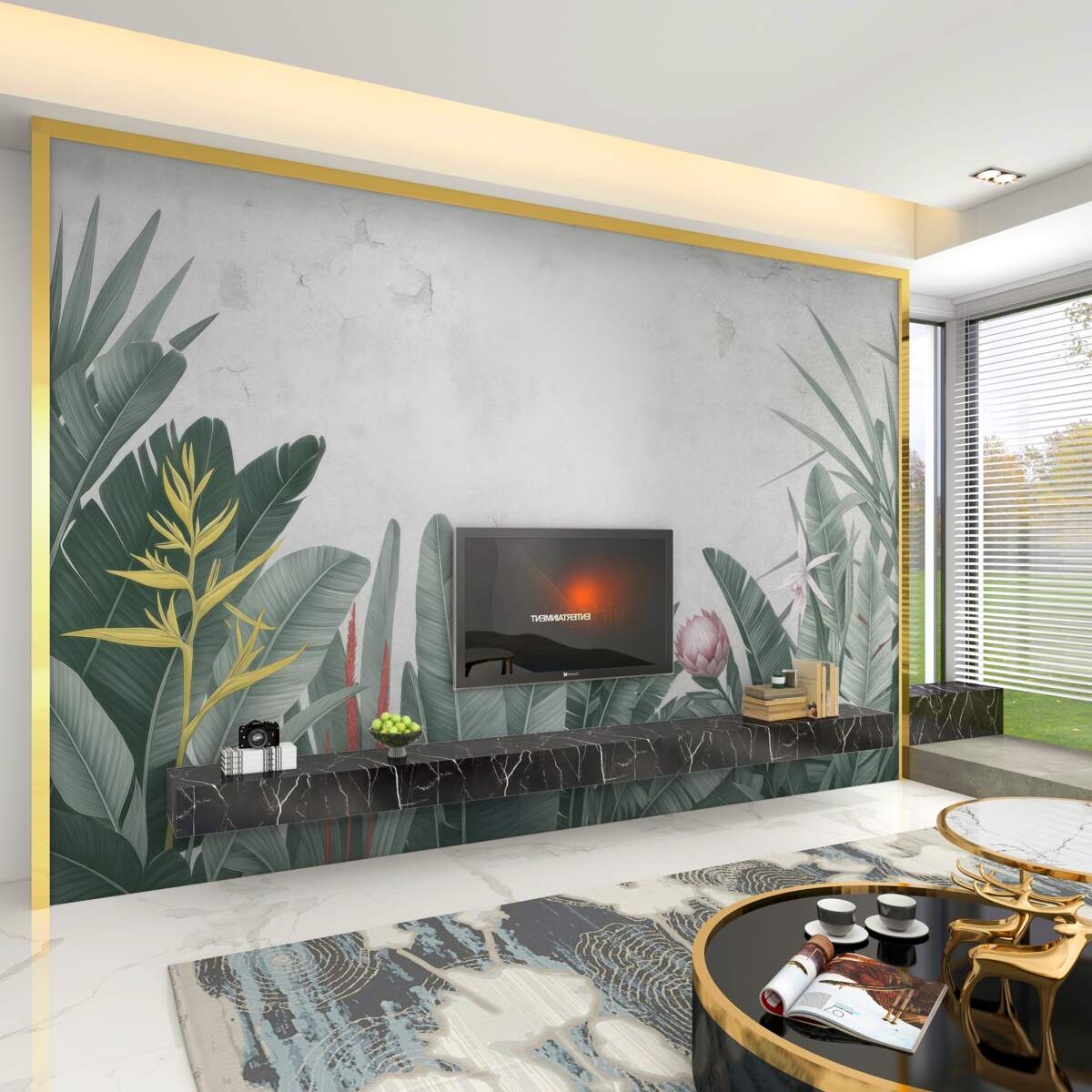 Fototapeta różnorodność zielonych roślin tropikalnych