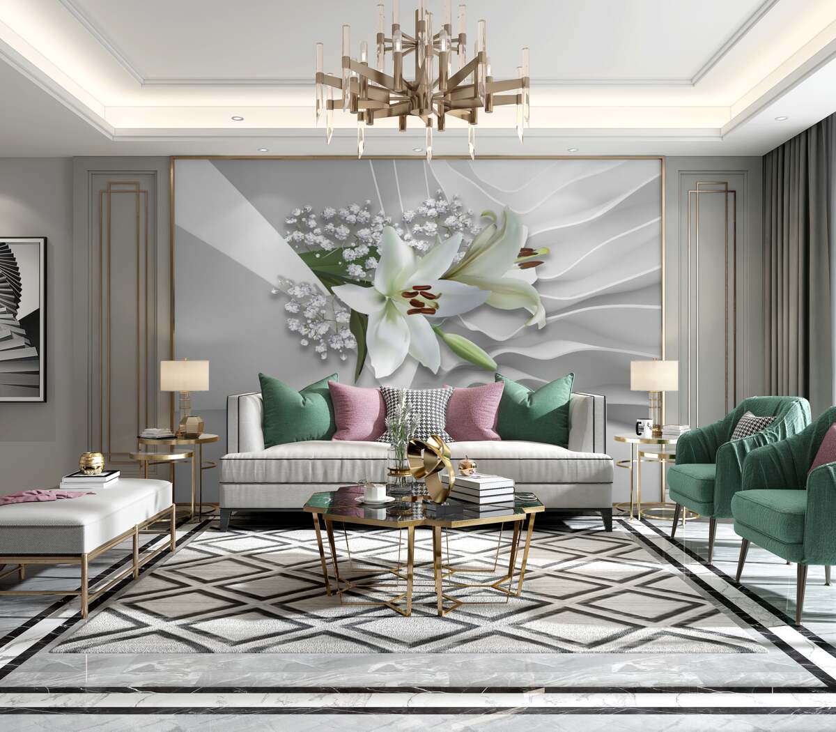 Fototapeta białe lilie na jasnym tle