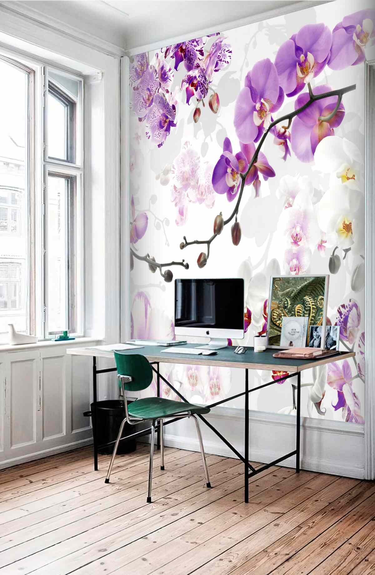 Fototapeta gałąź z kwitnącymi fioletowymi orchideami