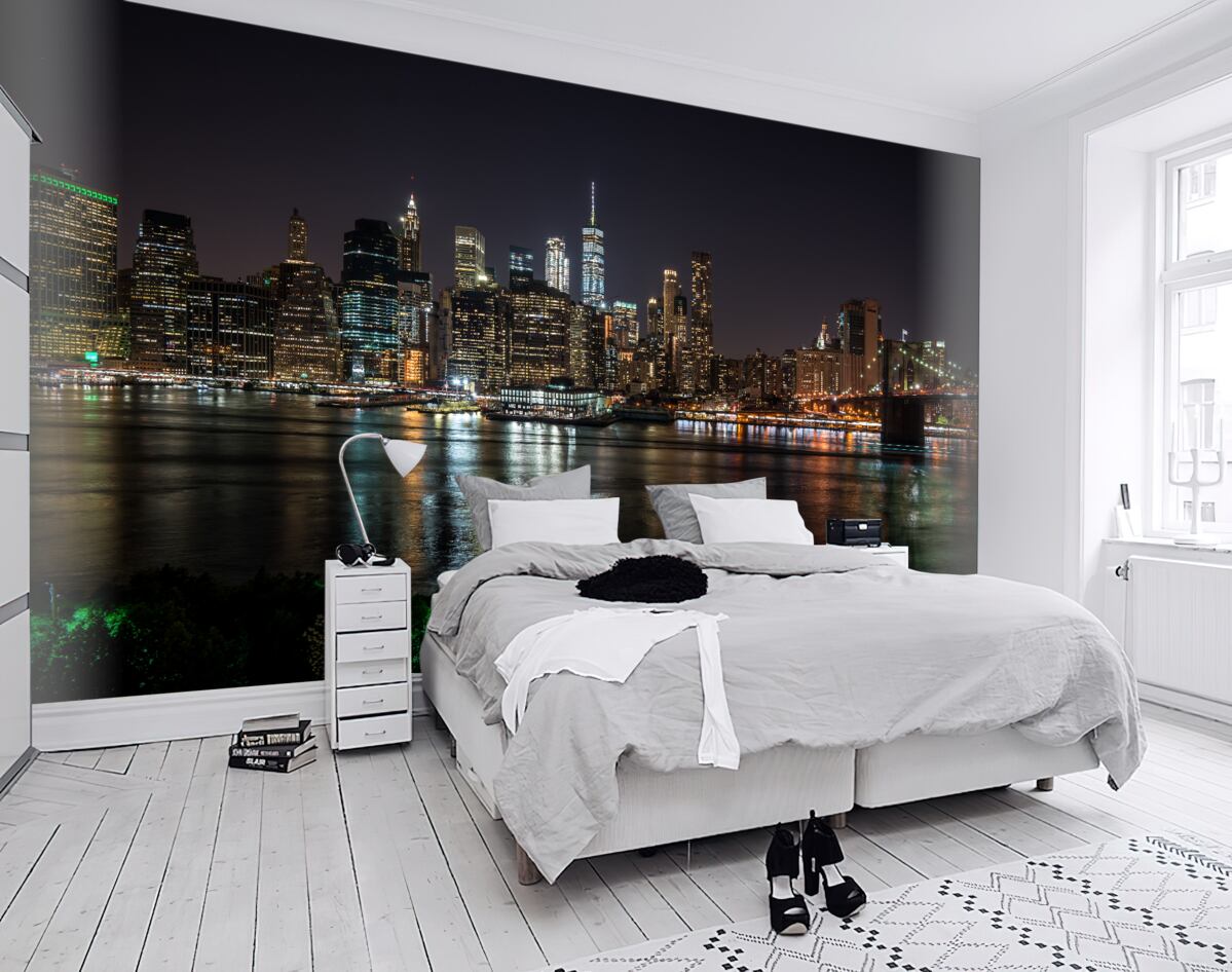 Fototapeta widok z drugiej strony miasta nocą