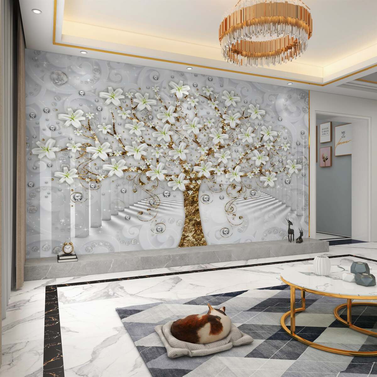 Fototapeta drzewo zakwitło białymi kwiatami