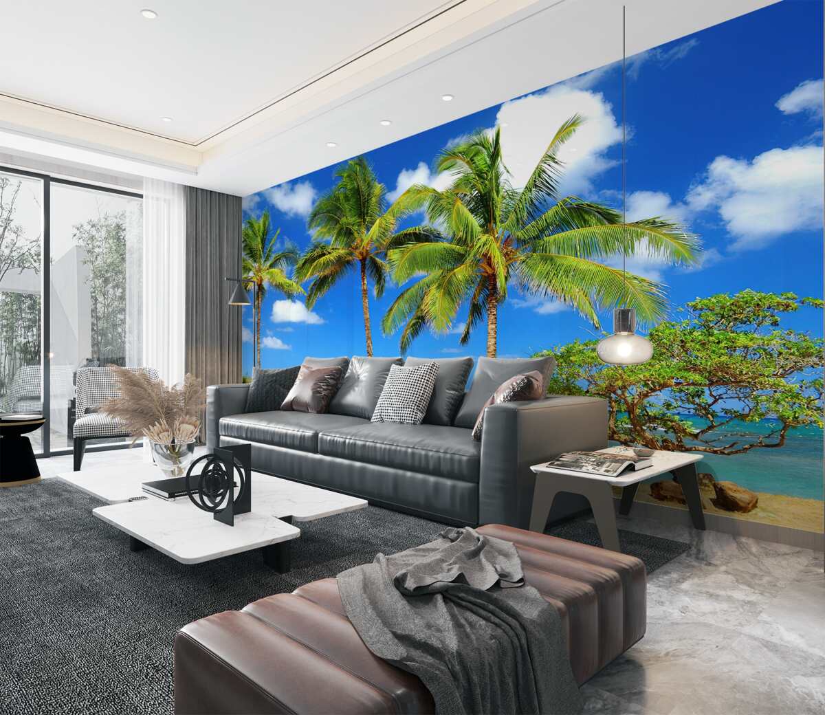 Fototapeta palmy na piaszczystej plaży