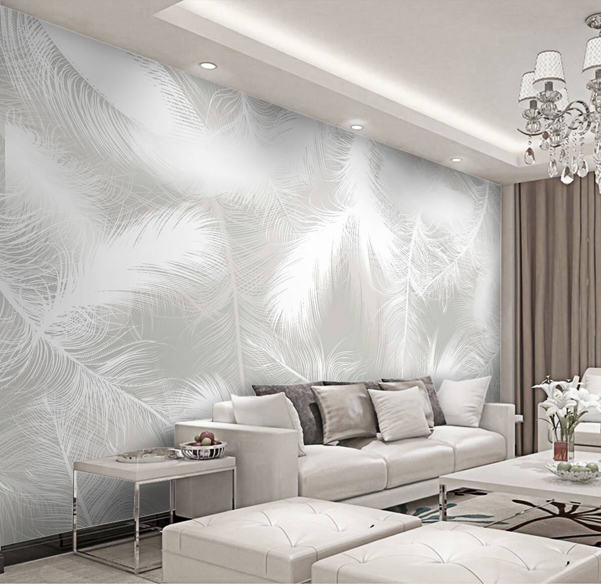 Fototapeta tło z białymi piórami