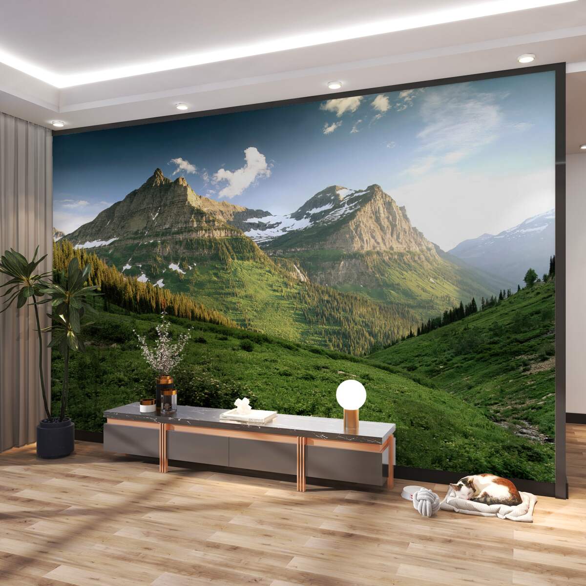 Fototapeta widok z polany na duże góry