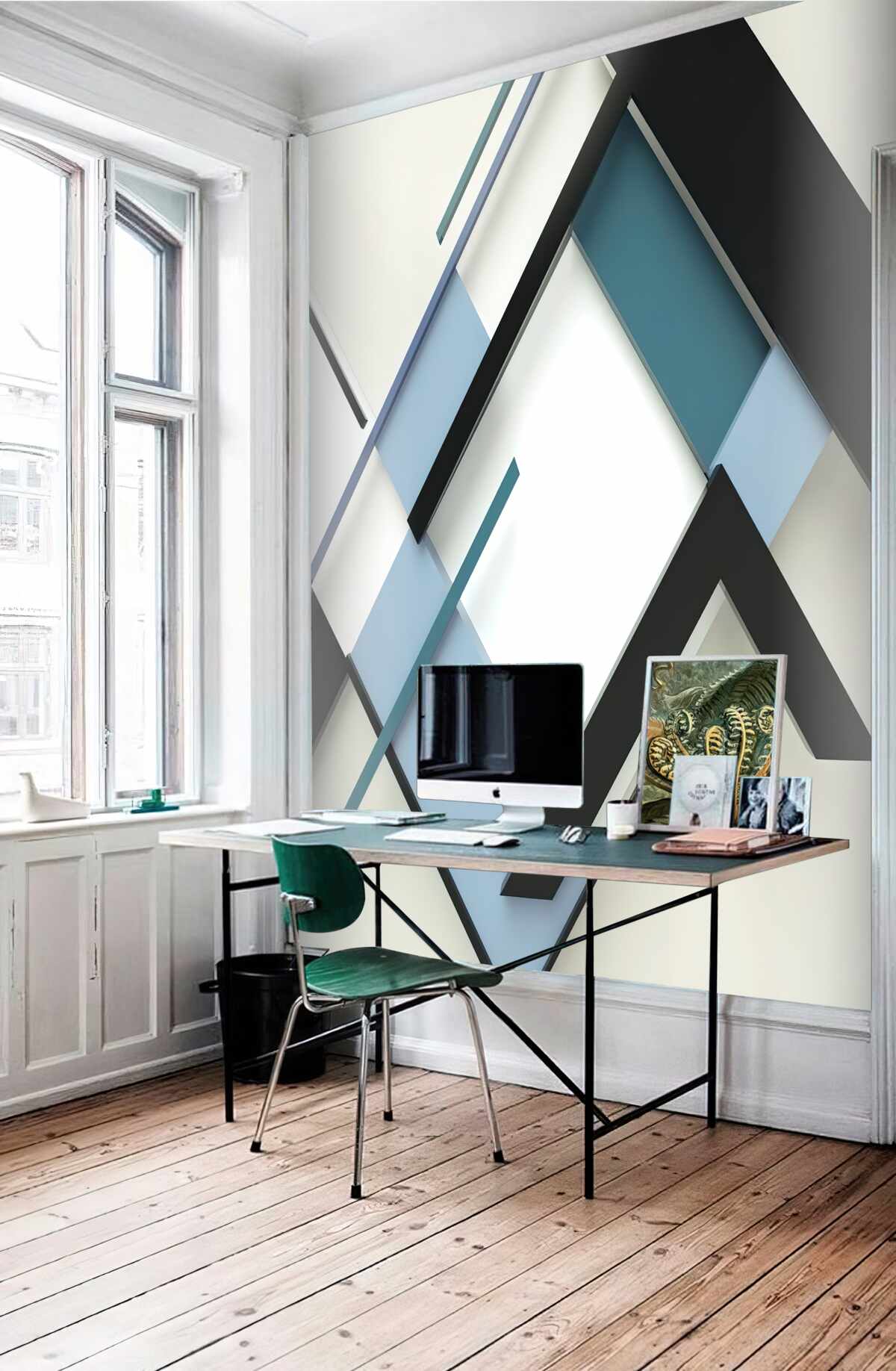 Fototapeta niebieskie i czarne linie