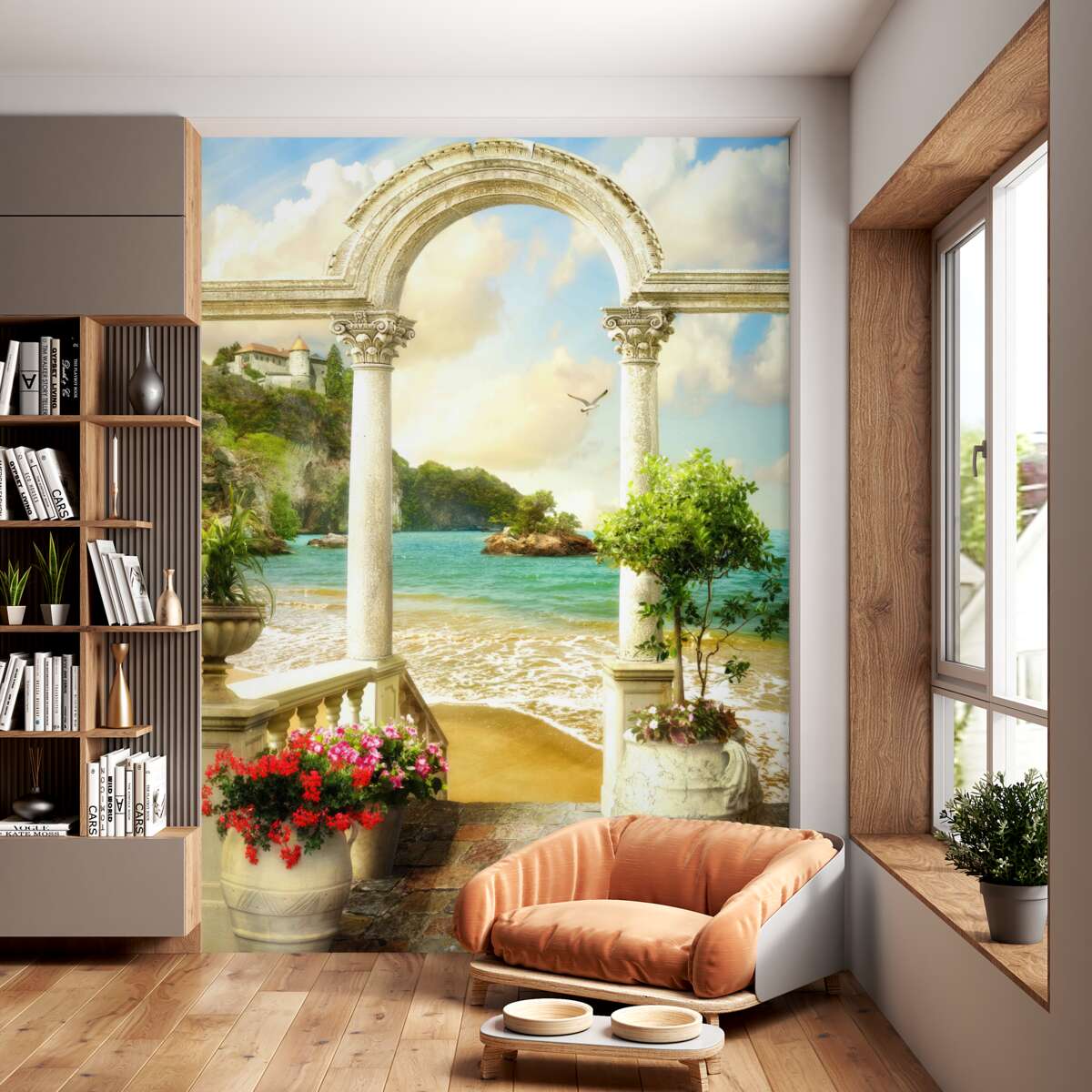 Fototapeta kolumna na piaszczystej plaży